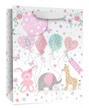 Simon Elvin Gift Bag Baby Girl Animals Large 6pk