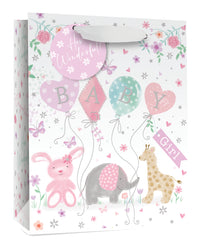 Simon Elvin Gift Bag Baby Girl Animals Large 6pk