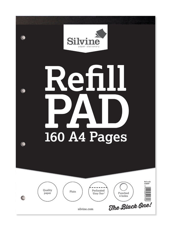 Refill Pad A4 Plain Black 80 Sheet 6pk