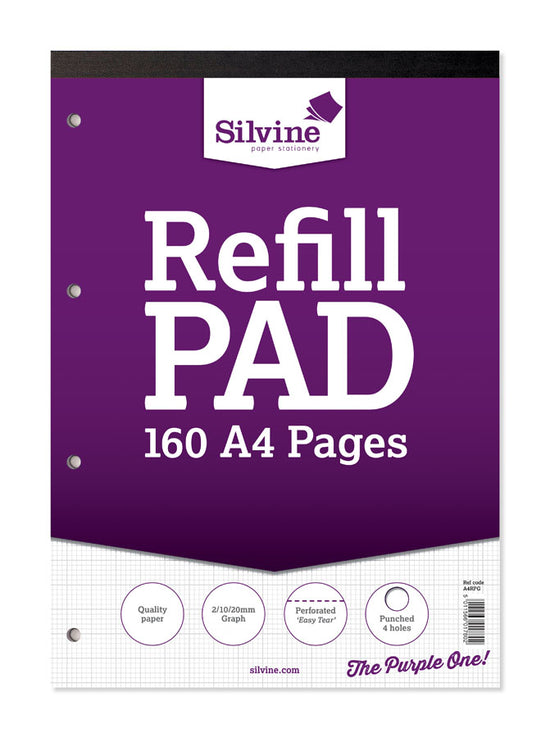 Refill Pad A4 Purple Graph 160 Pages 6pk