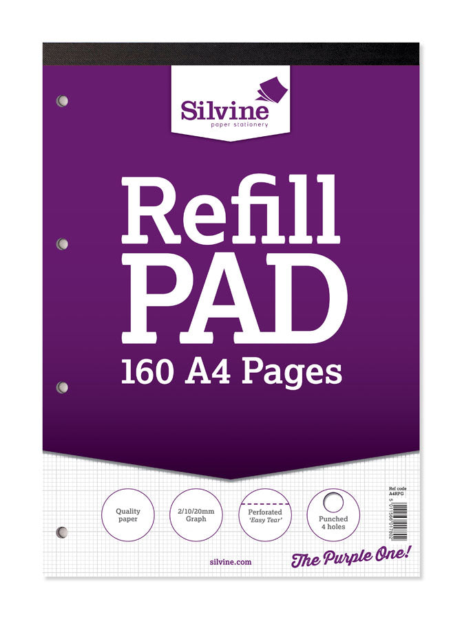 Refill Pad A4 Purple Graph 160 Pages 6pk