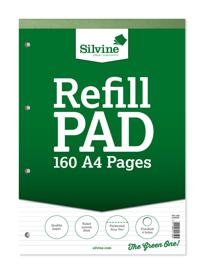 Refill Pad A4 Green Ruled 80 Sheet 6pk