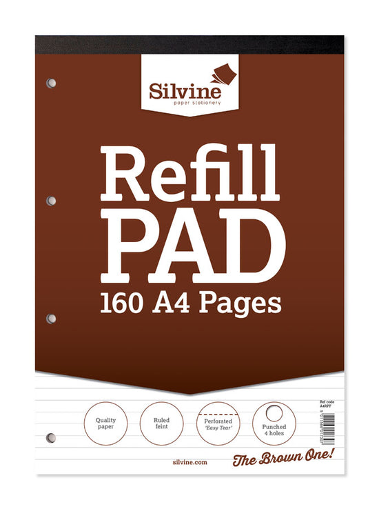 Refill Pad A4 Brown Ruled 160 Pages 6pk