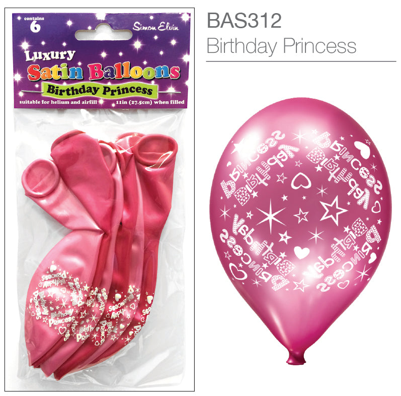 Simon Elvin Birthday Princess 11" Latex 6pk