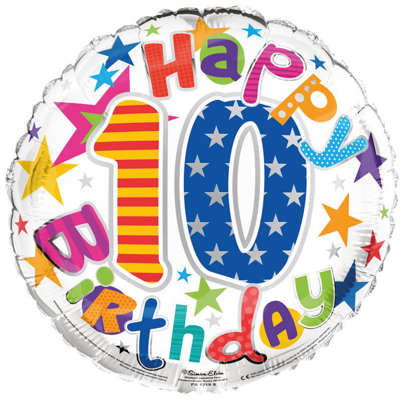 Age 10 Happy Birthday 18" Foil Balloon