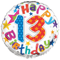 Age 13 Happy Birthday 18" Foil Balloon