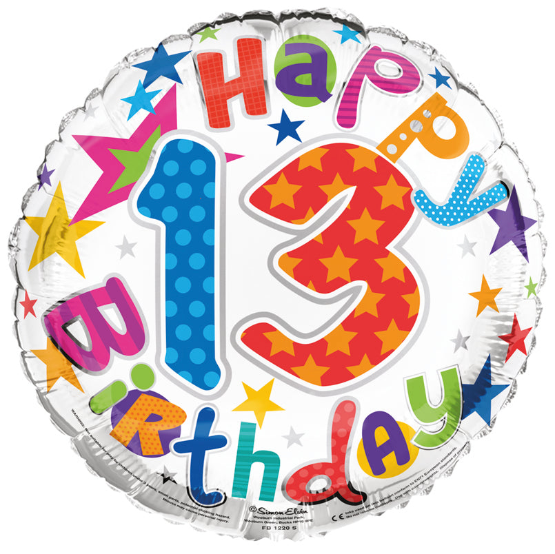 Age 13 Happy Birthday 18" Foil Balloon