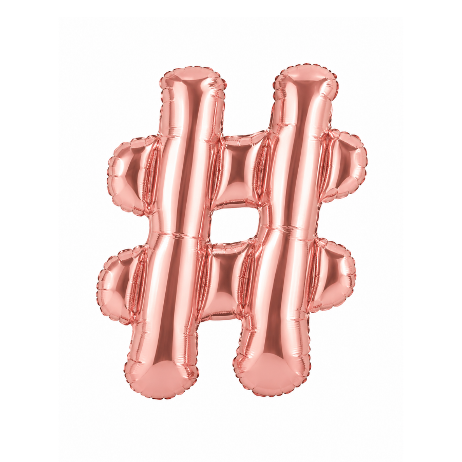 Northstar Foil Balloon Rose Gold Hashtag 16"