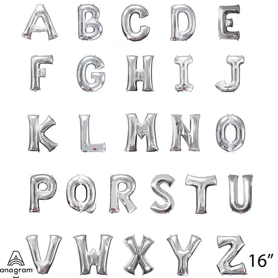 Anagram Foil Balloon Silver 16" Letters A - Z
