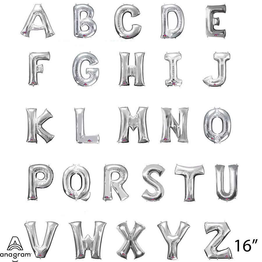 Anagram Foil Balloon Silver 16" Letters A - Z