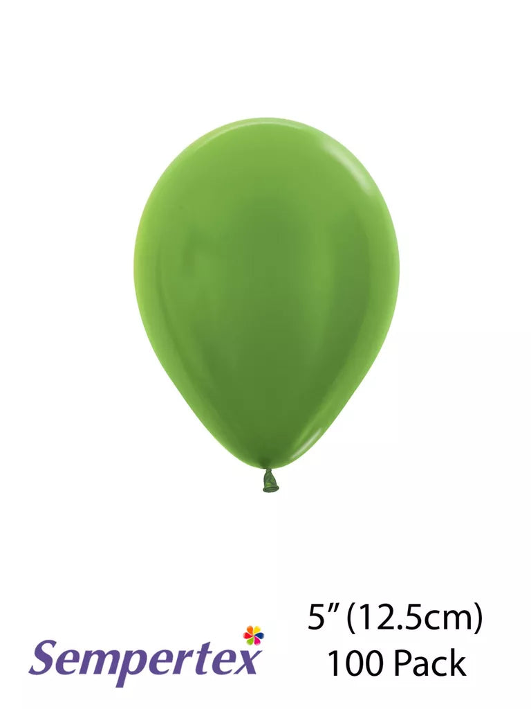 Sempertex Metallic Lime Green 5" Latex Balloons 100pk
