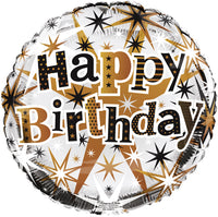 Happy Birthday Gold Star Burst 18" Foil Balloon
