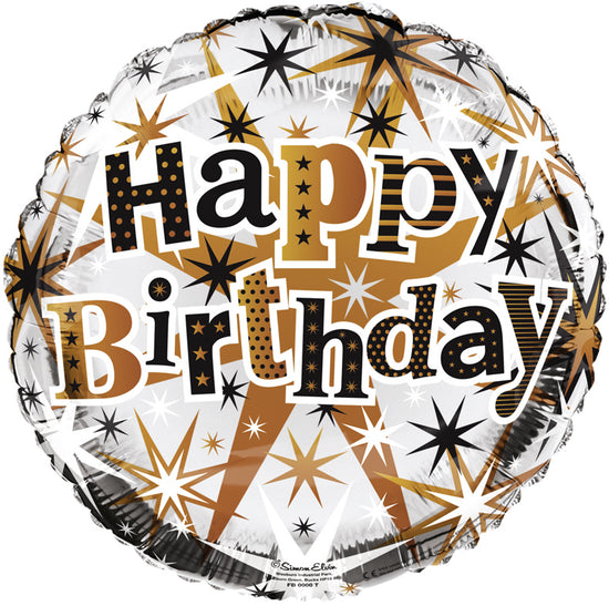 Happy Birthday Gold Star Burst 18" Foil Balloon