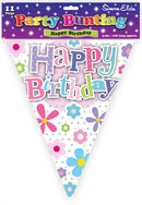 Happy Birthday Floral Flag Bunting 12ft