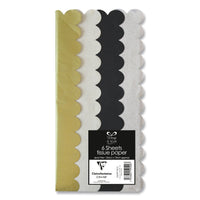 Tissue Paper Metallic Scallaped 6pk