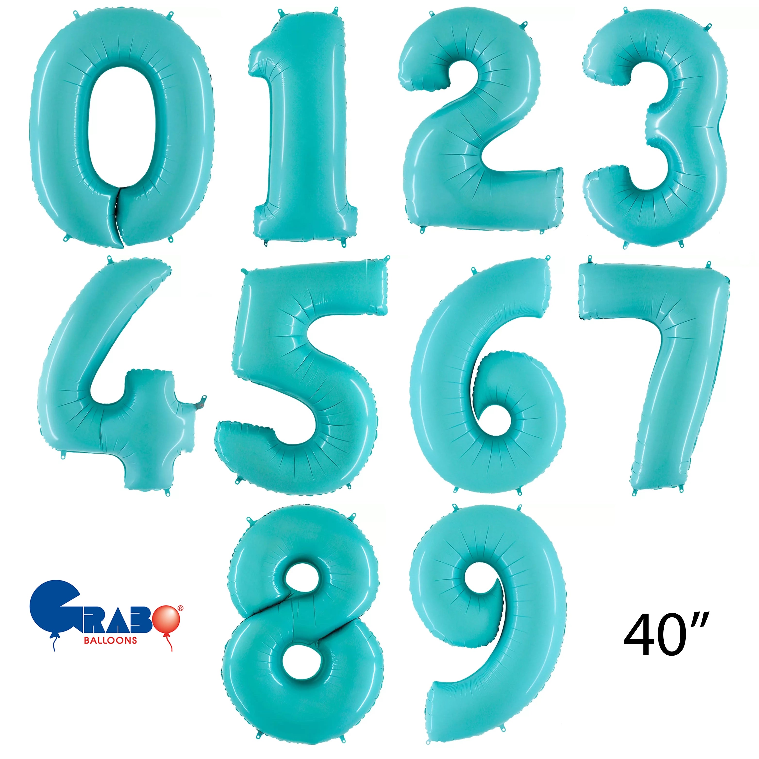 Grabo Foil Balloon Pastel Blue 40" Numbers 0 - 9