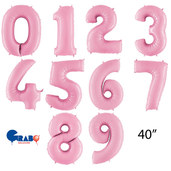 Grabo Foil Balloon Pastel Pink 40" Numbers 0 - 9