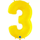Grabo Foil Balloon Yellow Fluo 40" Number 3