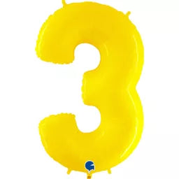 Grabo Foil Balloon Yellow Fluo 40" Number 3