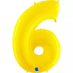 Grabo Foil Balloon Yellow Fluo 40" Number 6