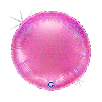 Grabo Fuchsia Glitter Holo 18" Round Foil Balloon