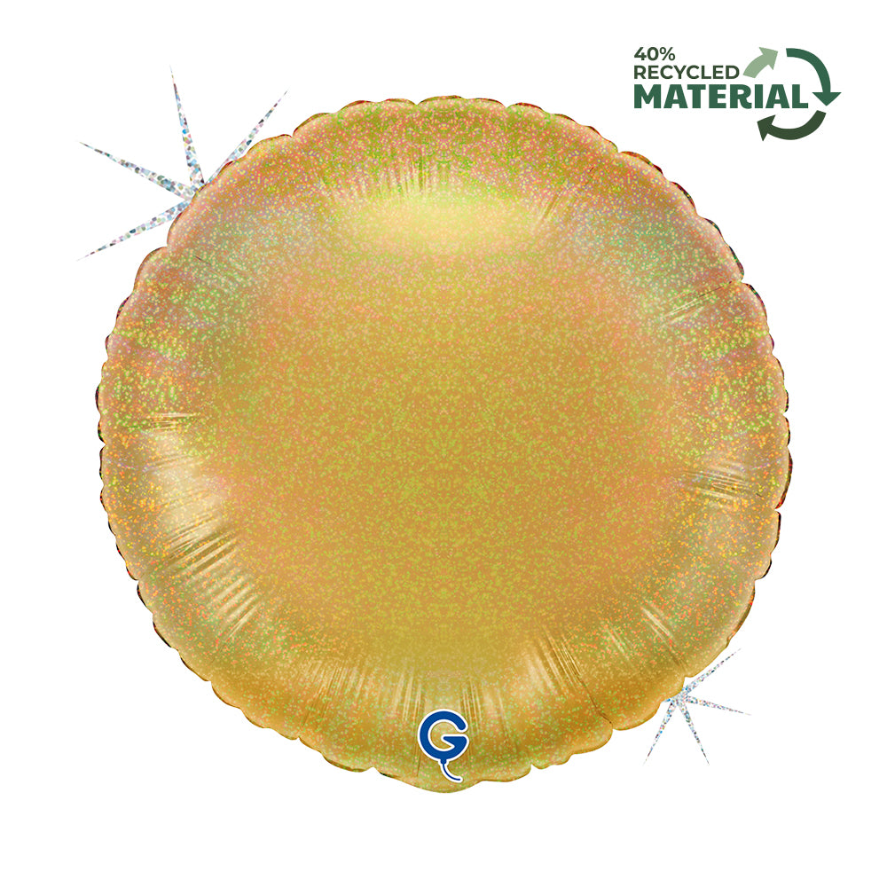 Grabo Gold Glitter Holo 18" Round Foil Balloon