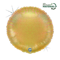 Grabo Gold Glitter Holo 18" Round Foil Balloon
