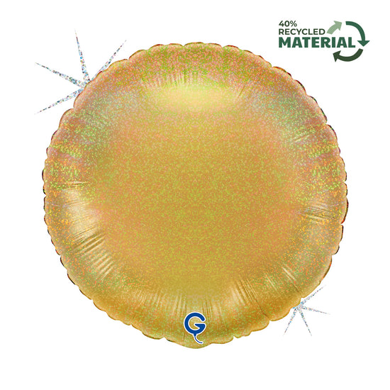 Grabo Gold Glitter Holo 18" Round Foil Balloon
