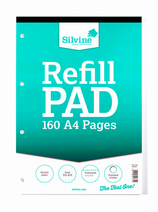 Refill Pad A4 Teal 5mm Dot Grid 160 Pages 6pk