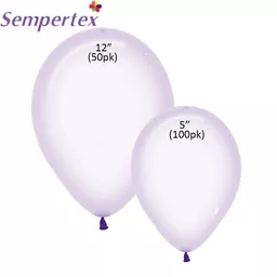 Sempertex Crystal Clear Lilac Latex Balloons 12" - 50pk