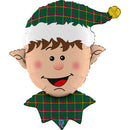 Foil Blln Shape Tartan Elf Head
