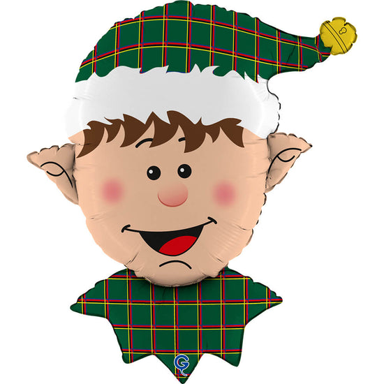 Foil Blln Shape Tartan Elf Head