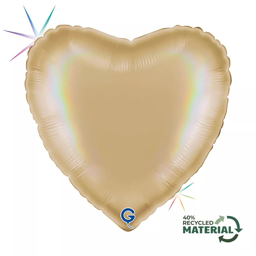 Grabo Champagne Rainbow Holo 18"  Heart Foil
