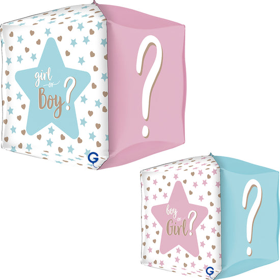 Grabo Gender Reveal 15" 4D Cube Foil Balloon