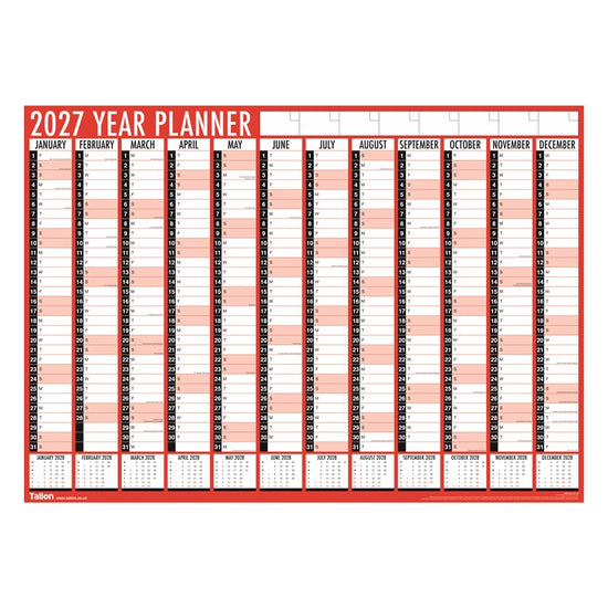 Calendar Full Year Wall Planner Folded 2027