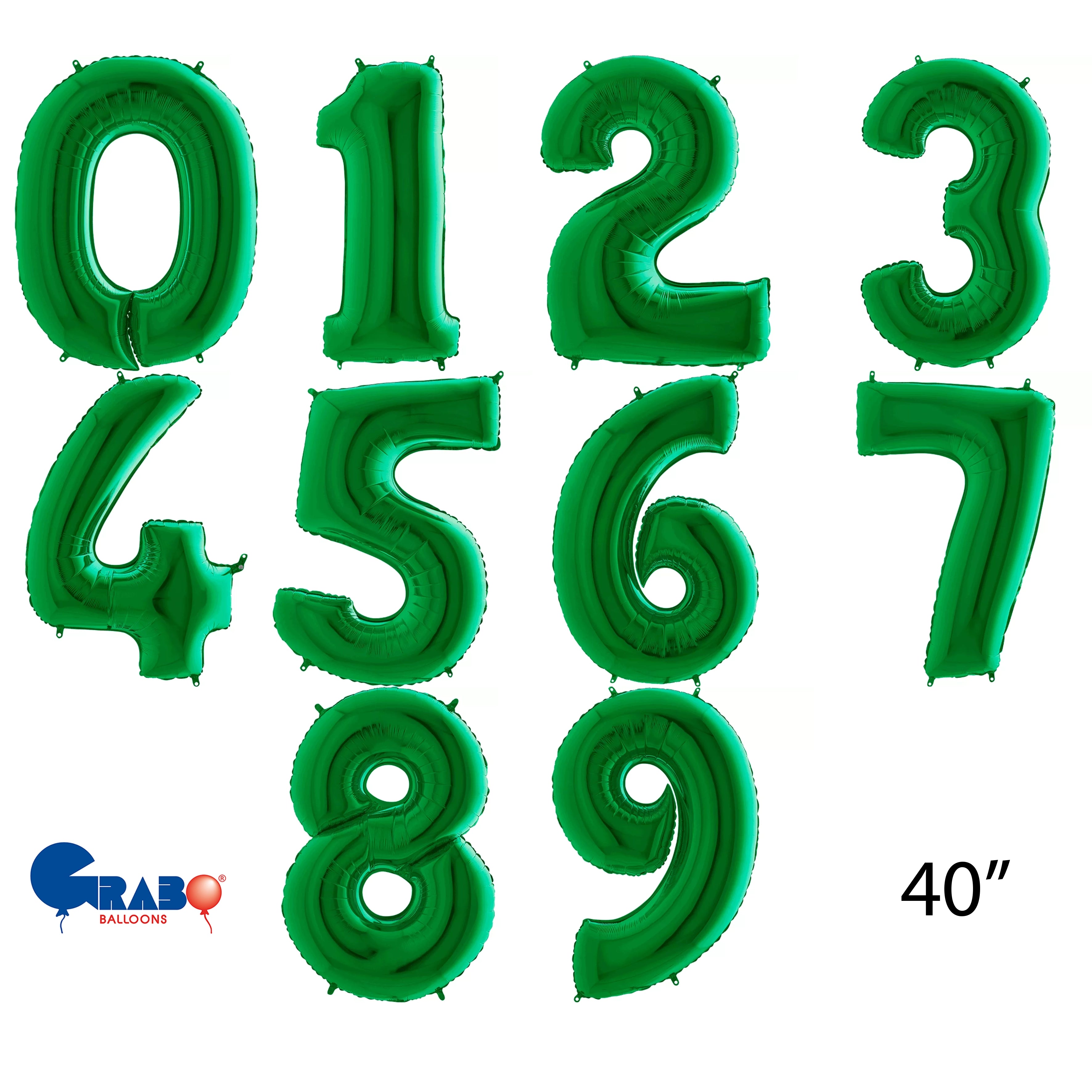 Grabo Foil Balloon Green 40" Numbers 0 - 9