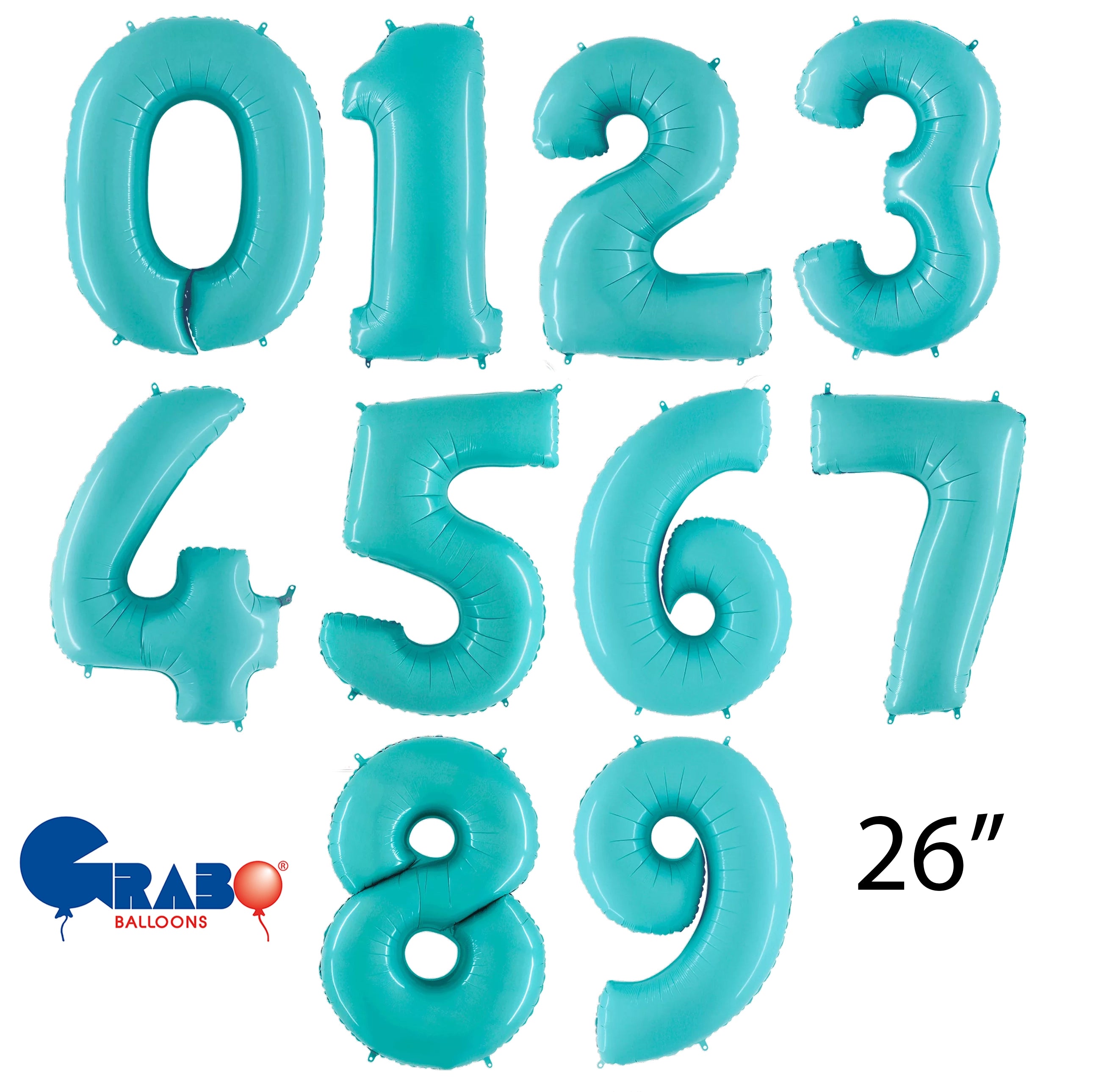 Grabo Foil Balloon Pastel Blue 26" Numbers 0 - 9