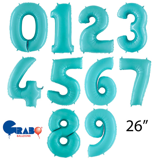 Grabo Foil Balloon Pastel Blue 26" Numbers 0 - 9