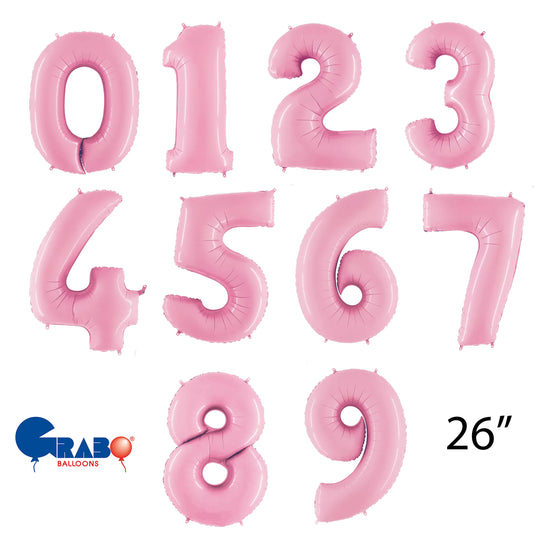 Grabo Foil Balloon Pastel Pink 26" Numbers 0 - 9