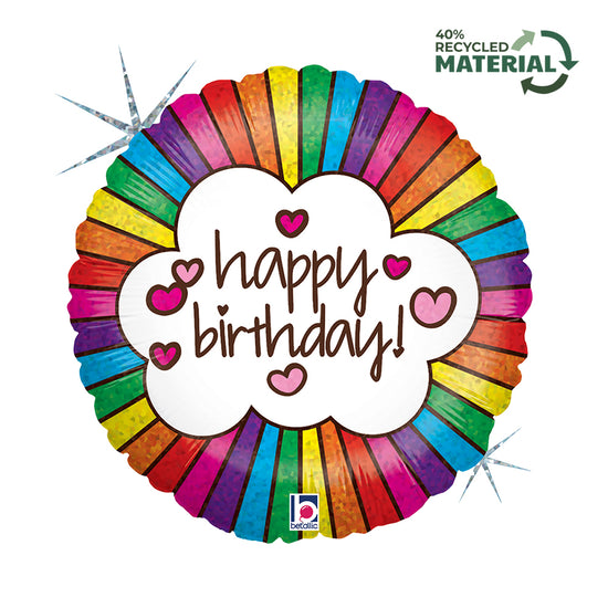 Grabo Retro Rainbow Birthday 18" Foil Balloon