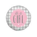 Grabo It's A Girl Buffalo Plaid 18" Foil Balloon