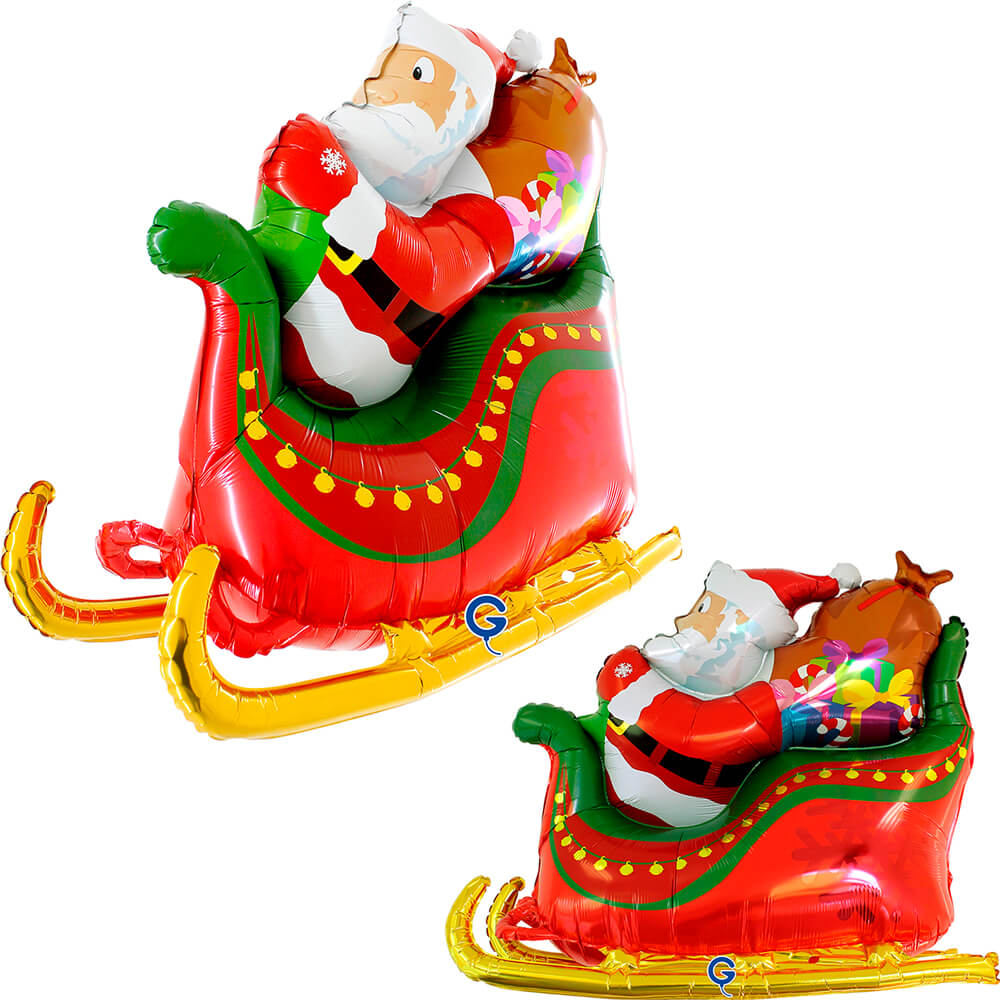 Christmas 3D Santa's Sleigh 46" Foil Balloon