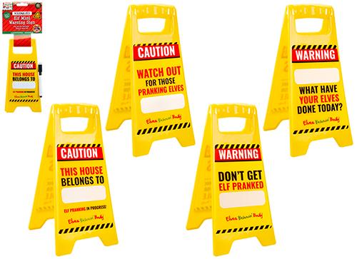 Elf Mini Warning Sign W/Pen (Design May Vary)