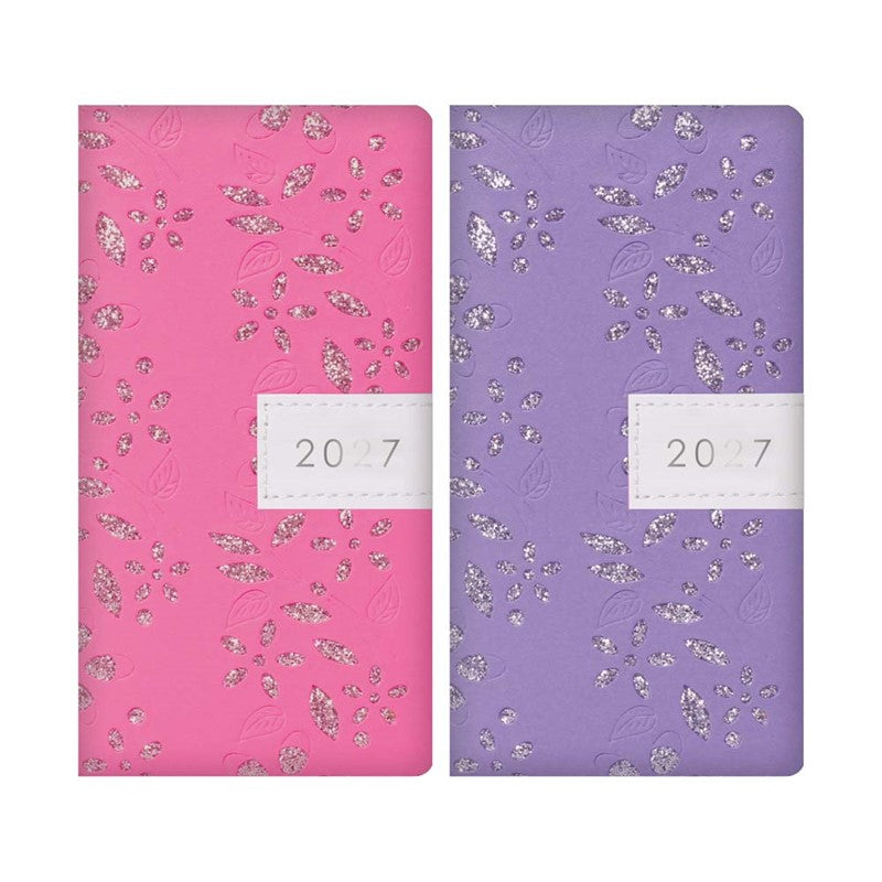 Diary Slim WTV Fabric Glitter Floral 2027 18pk