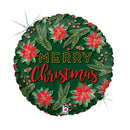 Christmas Poinsettia Leaves 18" Foil Balloon
