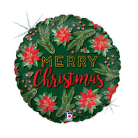 Christmas Poinsettia Leaves 18" Foil Balloon