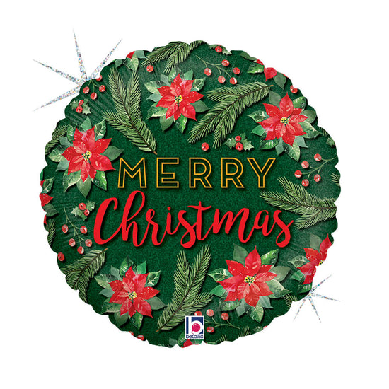 Christmas Poinsettia Leaves 18" Foil Balloon