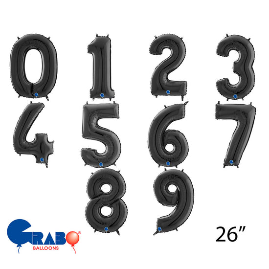 Grabo Foil Balloon Black 26" Numbers 0 - 9