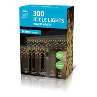 LED Icicle Lights Warm White 300pk