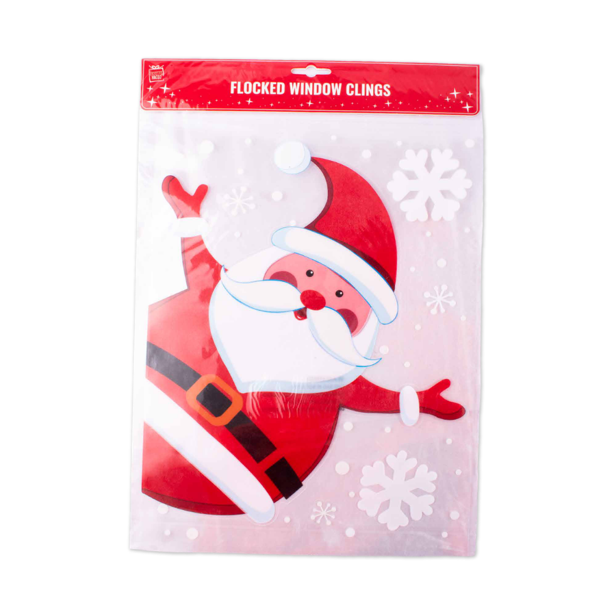Flocked Stickers Santa With Snowflakes